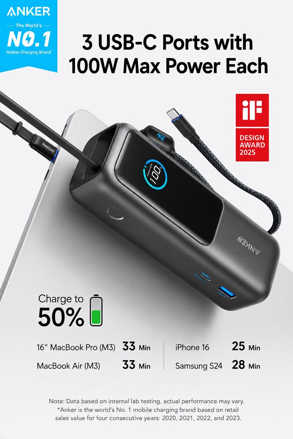 Anker Power Bank zolo 250000 mah 165w max A1695 Image 5